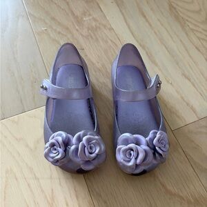 Mini Melissa Girls' Lavender Mary Jane Floral Jelly Shoes